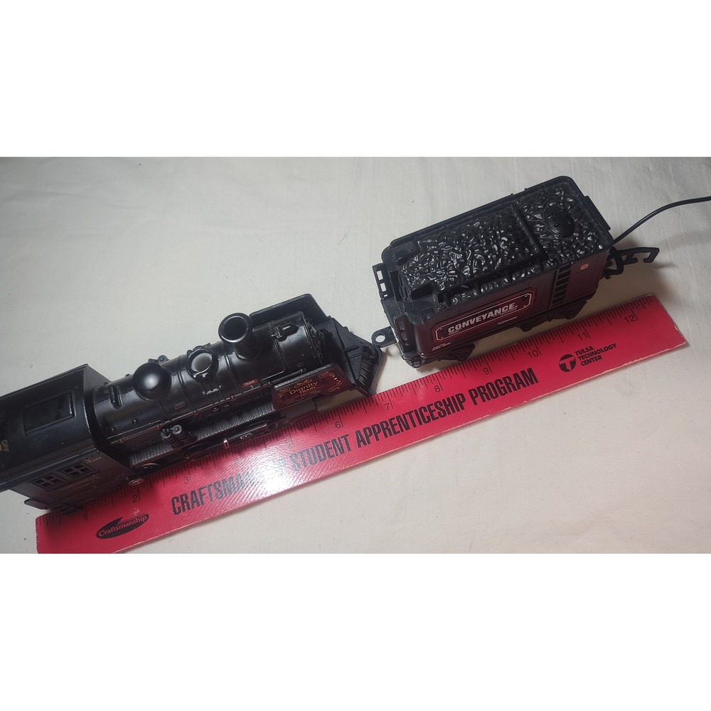 Dignity Train Steam Locomotive & Coal Tender Toy Set Black Gold Railway 12 Inch